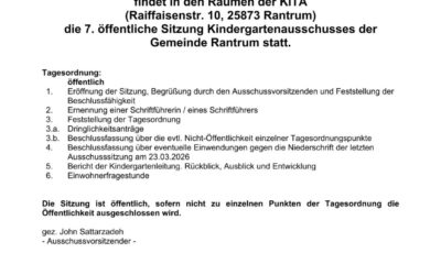Sitzung Kindergartenausschuss am 23.11.2026