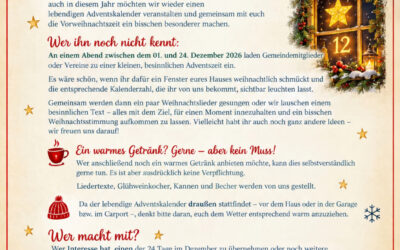 Einladung zum lebendigen Adventskalender 2026