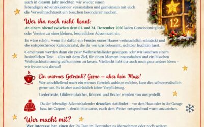 Einladung zum lebendigen Adventskalender 2026