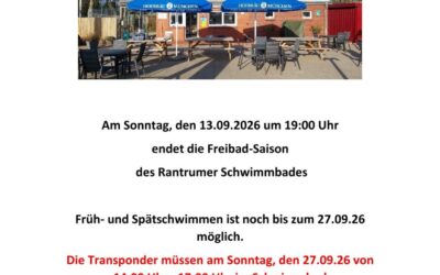 -Info- Ende Schwimmbadsaison am 13.09.2026