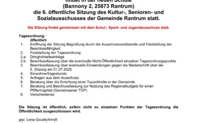 Gemeinsame Sitzung Schul- Sport und Jugendausschuss und Kultur-, Senioren und Sozialausschuss am 29.10.2026