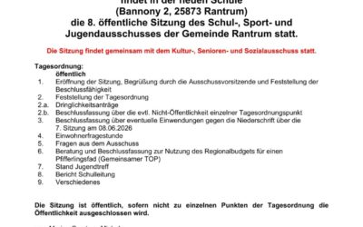 Gemeinsame Sitzung Schul- Sport und Jugendausschuss und Kultur-, Senioren und Sozialausschuss am 29.10.2026
